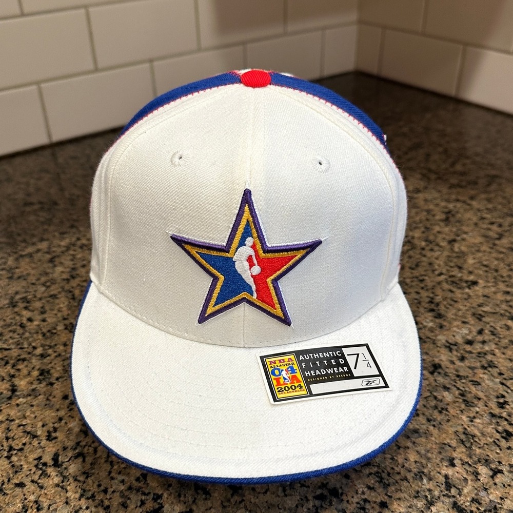 Vtg NBA All-Star Game 2004 Reebok EAST Fitted Hat 7 1/4 Wool White Deadstock New